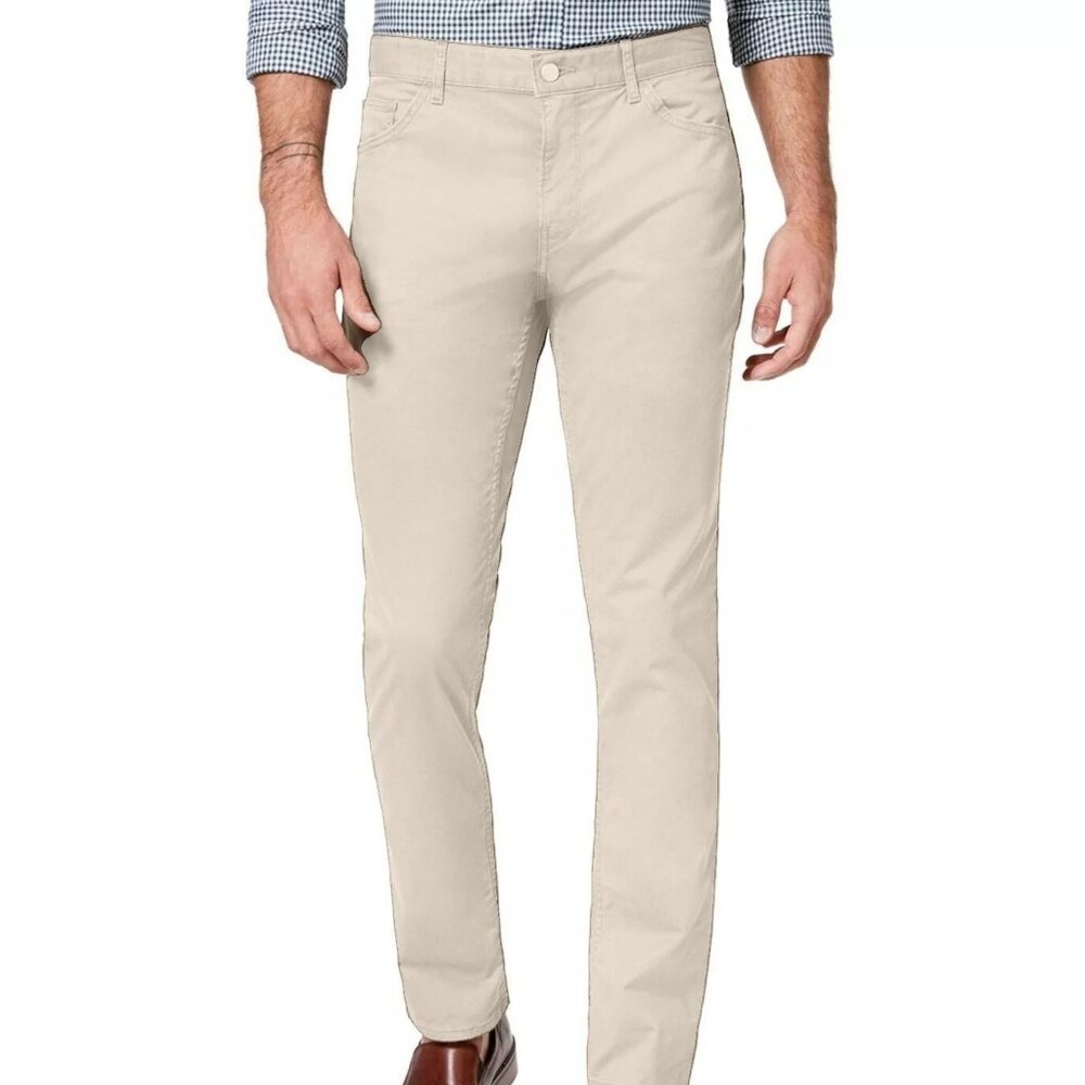 Michael Kors Taupe Khaki Stone Straight Leg Twill Pants Chinos Jeans 30 X 31